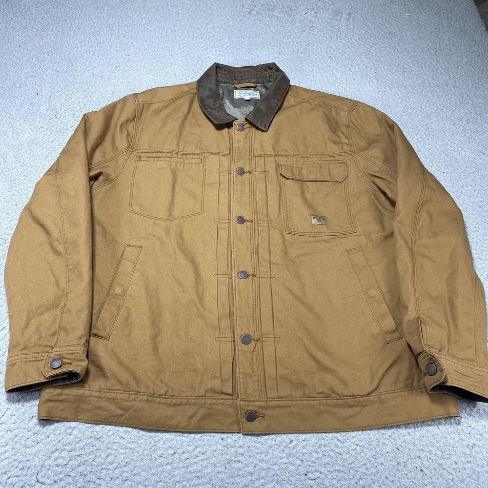 Jeremiah Jacket Mens XL Brown Canvas Workwear‎ Bomber Lined Snap Front Outdoor